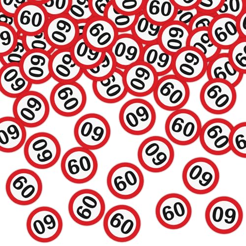 WenmthG 200 Stk Konfetti 60 Geburtstag Deko Verkehreszeichen - Streudeko 60 Geburtstag für Tischdeko Geschenk usw. - Deko 60. Jahre Frauen Männer - 60 Geburtstagsgeschenk Deko WenmthG 200 Stk Konfetti 60 Geburtstag Deko Verkehreszeichen - Streudeko 60 Geburtstag für Tischdeko Geschenk usw. - Deko 60. Jahre Frauen Männer - 60 Geburtstagsgeschenk Deko von WenmthG