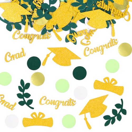 WenmthG 200 Stück Graduation Deko Konfetti Gold Grün, Abi 2025 Abschluss Deko, Prüfung Bestanden Tischdeko, Congratulations Grad Bestandene Prüfung Streudeko, Abschluss Hut Streudeko WenmthG 200 Stück Graduation Deko Konfetti Gold Grün, Abi 2025 Abschluss Deko, Prüfung Bestanden Tischdeko, Congratulations Grad Bestandene Prüfung Streudeko, Abschluss Hut Streudeko von WenmthG
