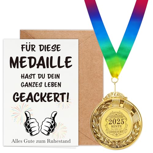 WenmthG 2025 Ruhestand Geschenk mit Medaille, Klappkarte, Umschlag - Renteneintritt Geschenk für Männer Frauen - Abschiedsgeschenk Kollegen - Rentengeschenke - Alles Gute zum Ruhestand WenmthG 2025 Ruhestand Geschenk mit Medaille, Klappkarte, Umschlag - Renteneintritt Geschenk für Männer Frauen - Abschiedsgeschenk Kollegen - Rentengeschenke - Alles Gute zum Ruhestand von WenmthG