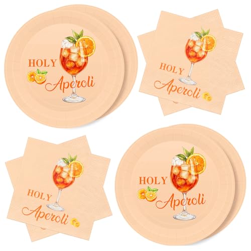 WenmthG 40 Stück Servietten Pappteller Aperol Deko für Junge Mädchen - Orange mit Spruch Holy Aperoli - Servietten 3-Lagige weich, Pappteller wasserdicht - Tischdeko für Party, Sommer Aperol Deko WenmthG 40 Stück Servietten Pappteller Aperol Deko für Junge Mädchen - Orange mit Spruch Holy Aperoli - Servietten 3-Lagige weich, Pappteller wasserdicht - Tischdeko für Party, Sommer Aperol Deko von WenmthG