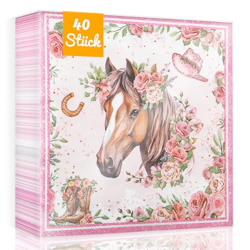 WenmthG 40 Stück Pferd Servietten Kindergeburtstag Deko 33 x 33 cm - 40 Servietten Geburtstag Pferd weich Kein abfärben für Junge Mädchen WenmthG 40 Stück Pferd Servietten Kindergeburtstag Deko 33 x 33 cm - 40 Servietten Geburtstag Pferd weich Kein abfärben für Junge Mädchen von WenmthG