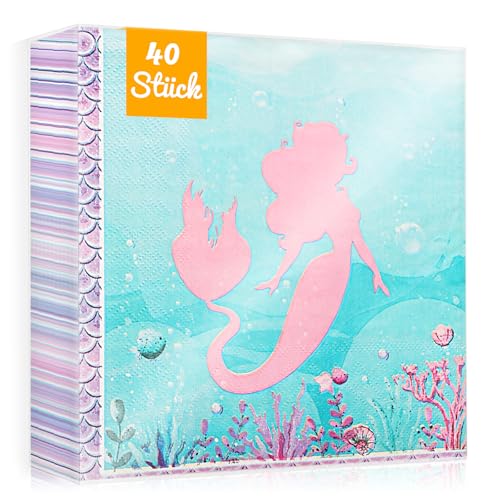 WenmthG 40 Stück Servietten Meerjungfrau Kindergeburtstag Deko 33 x 33 cm - 40 Servietten Geburtstag Kinder weich Kein abfärben, Meerjungfrau Servietten Deko WenmthG 40 Stück Servietten Meerjungfrau Kindergeburtstag Deko 33 x 33 cm - 40 Servietten Geburtstag Kinder weich Kein abfärben, Meerjungfrau Servietten Deko von WenmthG