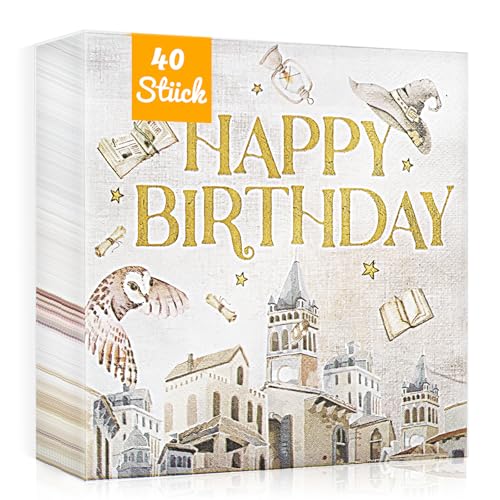 WenmthG 40 Stück Servietten Wizard Geburtstag Deko 33 x 33 cm - 40 Servietten Geburtstag Magischer Harry Deko für Junge Mädchen Happy Birthday WenmthG 40 Stück Servietten Wizard Geburtstag Deko 33 x 33 cm - 40 Servietten Geburtstag Magischer Harry Deko für Junge Mädchen Happy Birthday von WenmthG