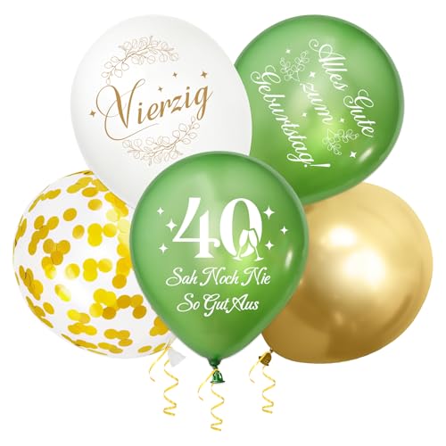 WenmthG Luftballons 40 Geburtstag Deko Männer Frauen, 30 Stück Luftballons Deko 40. Geburtstags Mann Frau - Alles Gute zum 40. Geburtstag Konfetti Ballon Party - Salbeigrüne Gold 40 Geburtstagsdeko WenmthG Luftballons 40 Geburtstag Deko Männer Frauen, 30 Stück Luftballons Deko 40. Geburtstags Mann Frau - Alles Gute zum 40. Geburtstag Konfetti Ballon Party - Salbeigrüne Gold 40 Geburtstagsdeko von WenmthG