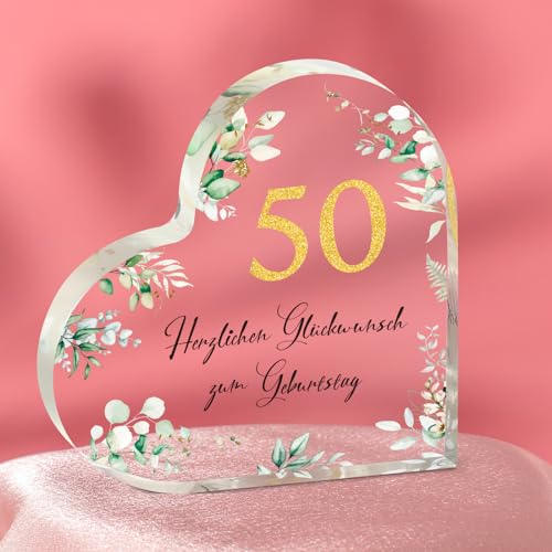 WenmthG - 50. Geburtstag Frauen Geschenke Acryl Deko - Beste Freundin Geschenke - Geschenke für Ehefrau, Ehemann - 50. Geburtstag Geschenkideen - 50 Geburtstag Deko von WenmthG