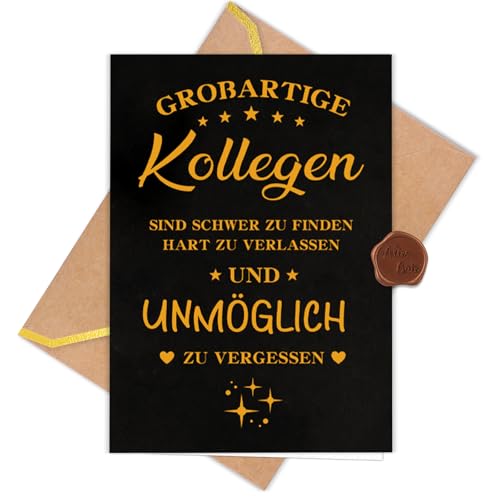 WenmthG Abschiedskarte Kollegen (Klappkarte mit Umschlag und Wachssiegel) - Abschiedsgeschenk Kollegen - Karte zum Abschied Kollegin Kollege - Ruhestand, Rente, Renteneintritt, Jobwechsel Geschenk von WenmthG