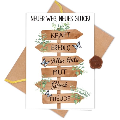 WenmthG Abschiedskarte Kollegen (Klappkarte mit Umschlag und Wachssiegel) - Neuanfang Abschiedsgeschenk Kollegen - Karte zum Abschied Kollegin Kollege - Ruhestand, Rente, Jobwechsel Geschenk von WenmthG