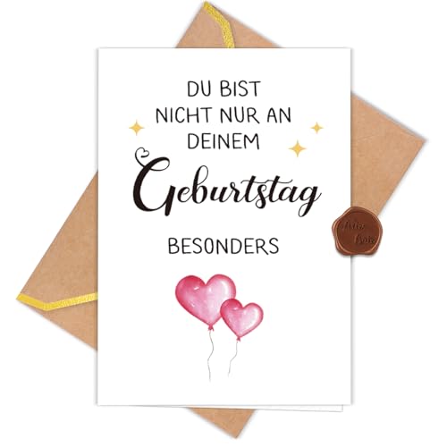 WenmthG Geburtstagskarte Frau (Klappkarte mit Umschlag und Wachssiegel) Happy Birthday Karte, Geburtstagskarte für Freundin, Frauen, Mann, Liebe von WenmthG