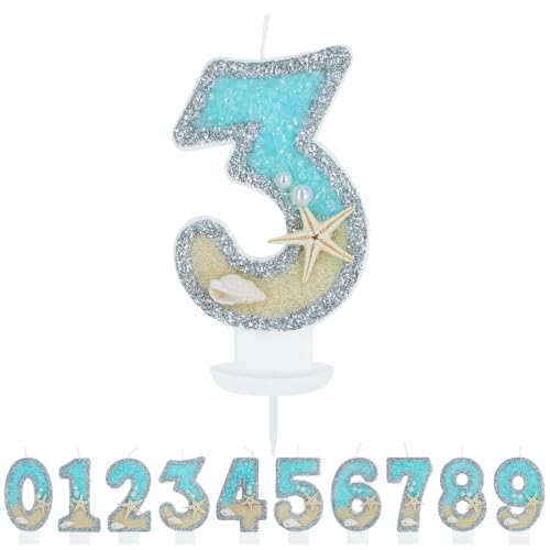 WenmthG Geburtstagskerze Zahlen 3 für Jungen Mädchen - 3D Blau Gelb Ozean Strand Geburtstag Kerze - Nummer 3 Geburtstag Torte Dekoration - Glitzernde Kerze 3 - Personalisierte Geburtstagskerzen WenmthG Geburtstagskerze Zahlen 3 für Jungen Mädchen - 3D Blau Gelb Ozean Strand Geburtstag Kerze - Nummer 3 Geburtstag Torte Dekoration - Glitzernde Kerze 3 - Personalisierte Geburtstagskerzen von WenmthG