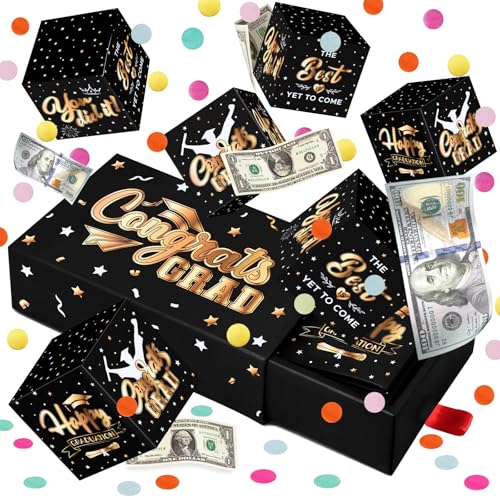 WenmthG Geschenk-Box zum Schulabschluss, Explosion für Geld – 10 Stück Grad Pop-Out, faltbare Sprung-Geschenk-Box mit Konfetti, Geldgeschenkidee für Abschluss, Abschlussfeier, Geldbank, Partyzubehör WenmthG Geschenk-Box zum Schulabschluss, Explosion für Geld – 10 Stück Grad Pop-Out, faltbare Sprung-Geschenk-Box mit Konfetti, Geldgeschenkidee für Abschluss, Abschlussfeier, Geldbank, Partyzubehör von WenmthG