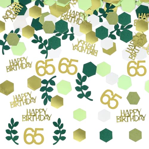 WenmthG - Konfetti 65. Geburtstag Deko Grün - 200 Stück Tischdeko 65 Geburtstag Frauen Männer - Streudeko 65 Geburtstag Gold - Deko 65 Geburtstag Party - 65 Jahre Tischdeko,Happy Birthday 65. Confetti von WenmthG