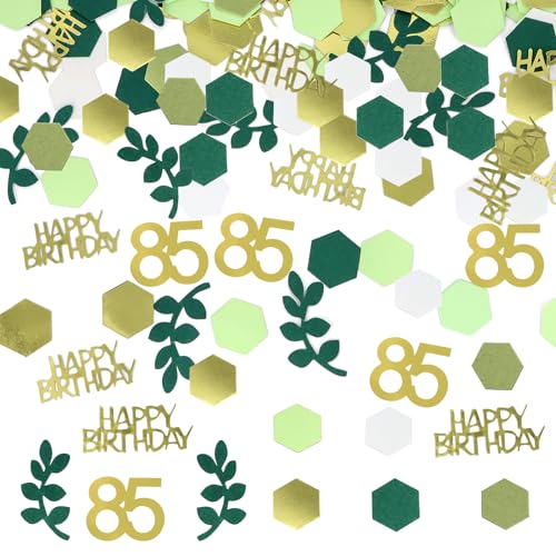 WenmthG - Konfetti 85. Geburtstag Deko Grün - 200 Stück Tischdeko für Frauen Männer - Streudeko Gold - Party Dekoration - 85 Jahre Tischdeko, Happy Birthday Confetti von WenmthG