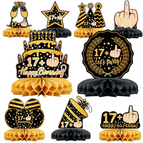 WenmthG - Lustig Deko 18. Geburtstag Junge, 9 STK Schwarz Gold Bienenwabe Mittelstück Tischdeko Geburtstag, 18 Geburtstag Deko,18 Geburtstag Party Deko Für Mädchen und Junge WenmthG - Lustig Deko 18. Geburtstag Junge, 9 STK Schwarz Gold Bienenwabe Mittelstück Tischdeko Geburtstag, 18 Geburtstag Deko,18 Geburtstag Party Deko Für Mädchen und Junge von WenmthG