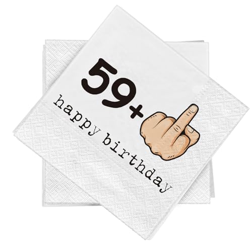 WenmthG - Lustige 20 Servietten zum 60. Geburtstag 33 x 33 cm - 60.Party Servietten Deko - 59 + 1-20 Servietten 3-Lagige weich - Happy Birthday Tischdeko - 60 Geburtstag Partyservietten von WenmthG