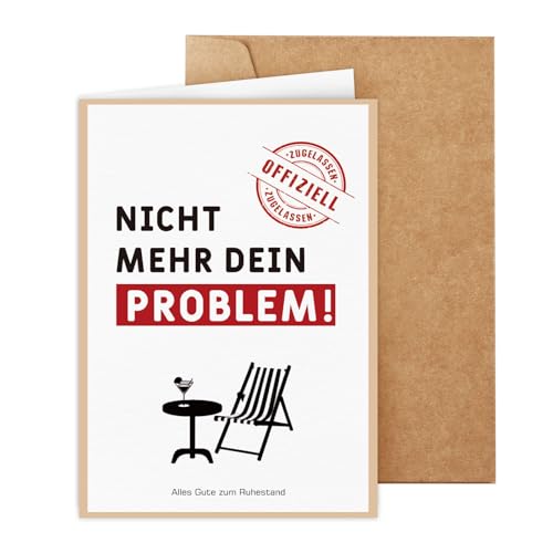 WenmthG Einzigartige Karte zum Ruhestand (Klappkarte, inkl. Umschlag), Abschiedskarte Kollegen mit lustigen Motiven, Abschiedsgeschenk Mann Frau Kollege Kollegin Freunde von WenmthG