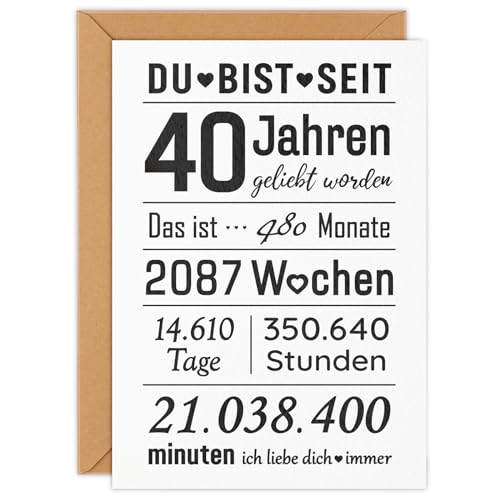 WenmthG - Originelle Glückwunschkarte zum 40. Geburtstag mit Umschlag - Geburtstagskarte 40 Frau, Mann - Jubiläum 40 jahre Klappkarte mit Kuvert - “ich liebe dich” WenmthG - Originelle Glückwunschkarte zum 40. Geburtstag mit Umschlag - Geburtstagskarte 40 Frau, Mann - Jubiläum 40 jahre Klappkarte mit Kuvert - “ich liebe dich” von WenmthG