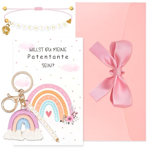 WenmthG Patentante Geschenk mit Armband Schlüsselanhänger Grußkarten Schleife Umschlag - Kreative Patentante Fragen Geschenk für Frauen Freundin Ehefrau Beste Freundin WenmthG Patentante Geschenk mit Armband Schlüsselanhänger Grußkarten Schleife Umschlag - Kreative Patentante Fragen Geschenk für Frauen Freundin Ehefrau Beste Freundin von WenmthG