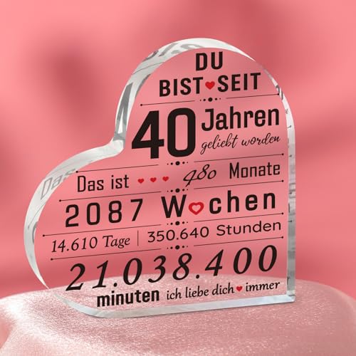 WenmthG - Rubinhochzeit Geschenk: Acryl Dekoration Mit Romantischem Text - 40. Hochzeitstag Geschenke für Eltern, Frauen, Ehepaar WenmthG - Rubinhochzeit Geschenk: Acryl Dekoration Mit Romantischem Text - 40. Hochzeitstag Geschenke für Eltern, Frauen, Ehepaar von WenmthG