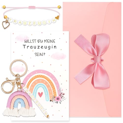 WenmthG Trauzeugin Geschenk mit Armband Schlüsselanhänger Grußkarten Schleife Umschlag - Kreative Trauzeugin Fragen Geschenk für Frauen Freundin Ehefrau Beste Freundin WenmthG Trauzeugin Geschenk mit Armband Schlüsselanhänger Grußkarten Schleife Umschlag - Kreative Trauzeugin Fragen Geschenk für Frauen Freundin Ehefrau Beste Freundin von WenmthG