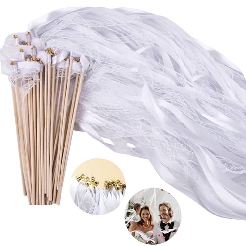 Wennala Wedding Wands Hochzeit 30 Mit Glöckchen, Hochzeits-Glücksstäbe Spitzenband, Luftschlangen Hochzeit Geeignet für Hochzeit, Party, Veranstaltungen, Urlaub, Feier, Geschenke Wennala Wedding Wands Hochzeit 30 Mit Glöckchen, Hochzeits-Glücksstäbe Spitzenband, Luftschlangen Hochzeit Geeignet für Hochzeit, Party, Veranstaltungen, Urlaub, Feier, Geschenke von Wennala