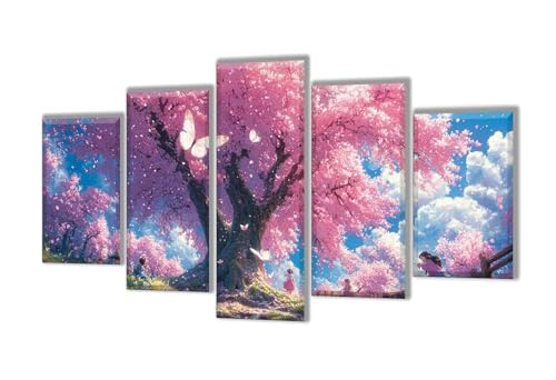 5 Stück Diamant Painting Bilder Groß Abstrakt Kirschblüten Diamant Painting Erwachsene, Mosaik Bastelset Kinder, DIY Voll Diamant Crystal Art Malen Nach Zahlen Erwachsene Geschenke 250x150cm q-51 von Wenpeef