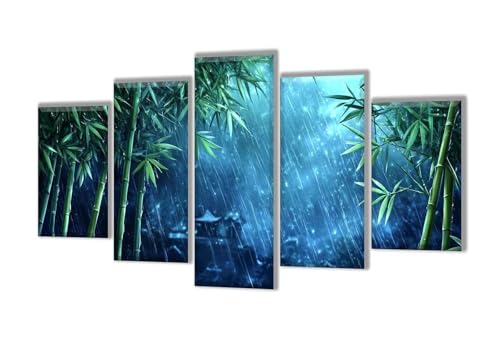 5 Stück Diamant Painting Bilder Groß Bambus Landschaft Diamant Painting Erwachsene, Mosaik Bastelset Kinder, DIY Voll Diamant Crystal Art Malen Nach Zahlen Erwachsene für Room Decor 100x60cm q-91 von Wenpeef