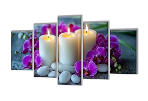 5 Stück Diamant Painting Bilder Groß Blume Kerze Diamant Painting Erwachsene, Mosaik Bastelset Kinder, DIY Voll Diamant Crystal Art Malen Nach Zahlen Erwachsene für Room Decor Wohnwand 300x180cm q-83 von Wenpeef