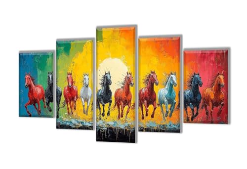 5 Stück Diamant Painting Bilder Groß Farbe Pferd Diamant Painting Erwachsene, Mosaik Bastelset Kinder, DIY Voll Diamant Crystal Art Malen Nach Zahlen Erwachsene für Room Decor Wohnwand 250x150cm q-9 von Wenpeef