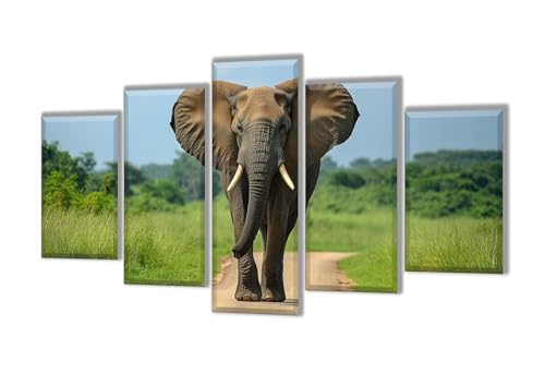 5 Stück Diamant Painting Bilder Groß Tier Elefant Diamant Painting Erwachsene, Mosaik Bastelset Kinder, DIY Voll Diamant Crystal Art Malen Nach Zahlen Erwachsene für Room Decor Wohnwand 100x60cm q-87 von Wenpeef