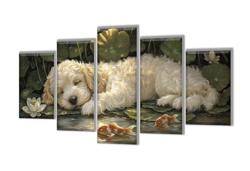 5 Stück Diamant Painting Bilder Groß Tier Hund Diamant Painting Erwachsene, Mosaik Bastelset Kinder, DIY Voll Diamant Crystal Art Malen Nach Zahlen Erwachsene für Room Decor Wohnwand 200x120cm q-41 von Wenpeef