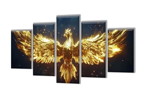 5 Stück Diamant Painting Bilder Groß Tier Phönix Diamant Painting Erwachsene, Mosaik Bastelset Kinder, DIY Voll Diamant Crystal Art Malen Nach Zahlen Erwachsene für Room Decor Wohnwand 200x120cm q-47 von Wenpeef