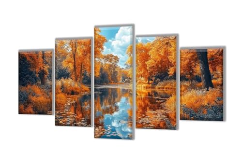5 Stück Diamant Painting Bilder Groß Wald Bach Diamant Painting Erwachsene, Mosaik Bastelset Kinder, DIY Voll Diamant Crystal Art Malen Nach Zahlen Erwachsene für Room Decor Wohnwand 250x150cm q-67 von Wenpeef