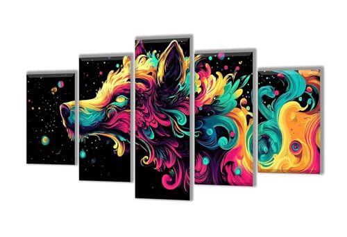 Diamond Painting 5 Teilig Abstrakt Wolf Diamond Painting Kinder, Groß Diamant Malerei Kreuzstich Basteln Erwachsene, DIY Voll Set Diamant Crystal Art Set, Home Décor Mädchen Geschenke 275x165cm q-71 von Wenpeef