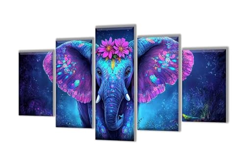 Diamond Painting 5 Teilig Farbe Elefant Diamond Painting Kinder, Groß Diamant Malerei Kreuzstich Basteln Erwachsene, DIY Voll Set Diamant Crystal Art Set, Home Décor Mädchen Geschenke 275x165cm q-79 von Wenpeef