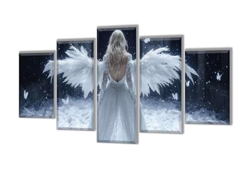 Diamond Painting 5 Teilig Flügel Mädchen Diamond Painting Kinder, Groß Diamant Malerei Kreuzstich Basteln Erwachsene, DIY Voll Set Diamant Crystal Art Set, Home Décor Mädchen Geschenke 125x75cm q-32 von Wenpeef