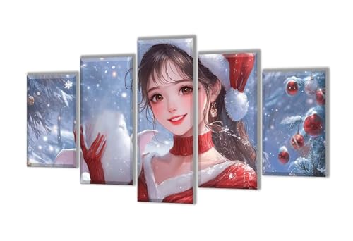 Diamond Painting 5 Teilig Karikatur Mädchen Diamond Painting Kinder, Groß XXL Diamant Malerei Kreuzstich Basteln Erwachsene, DIY Voll Set Diamant Crystal Art Set, Mädchen Geschenke 50x30cm q-38 von Wenpeef
