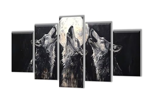 Diamond Painting 5 Teilig Mond Wolf Diamond Painting Kinder, Groß Diamant Malerei Kreuzstich Basteln Erwachsene, DIY Voll Set Diamant Crystal Art Set, Home Décor Mädchen Geschenke 125x75cm q-17 von Wenpeef