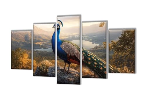 Diamond Painting 5 Teilig See Pfau Diamond Painting Kinder, Groß XXL Diamant Malerei Kreuzstich Basteln Erwachsene, DIY Voll Set Diamant Crystal Art Set, Home Décor Mädchen Geschenke 125x75cm q-59 von Wenpeef