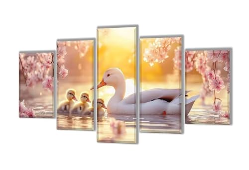 Diamond Painting 5 Teilig Sonnenuntergang Ente Diamond Painting Kinder, Groß XXL Diamant Malerei Kreuzstich Basteln Erwachsene, DIY Voll Set Diamant Crystal Art Set, Mädchen Geschenke 225x135cm q-63 von Wenpeef