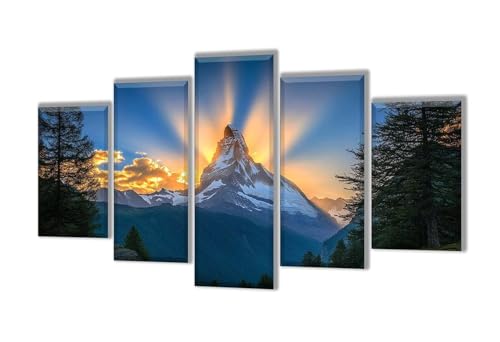 Diamond Painting 5 Teilig Sonnenuntergang Gebirge Diamond Painting Kinder, Groß XXL Diamant Malerei Kreuzstich Basteln Erwachsene, DIY Voll Set Diamant Crystal Art Set, Home Décor 125x75cm q-89 von Wenpeef