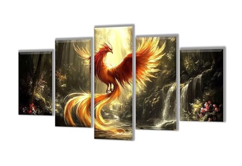 Diamond Painting 5 Teilig Sonnenuntergang Phönix Diamond Painting Kinder, Groß XXL Diamant Malerei Kreuzstich Basteln Erwachsene, DIY Voll Set Diamant Crystal Art Set, Home Décor 225x135cm q-35 von Wenpeef