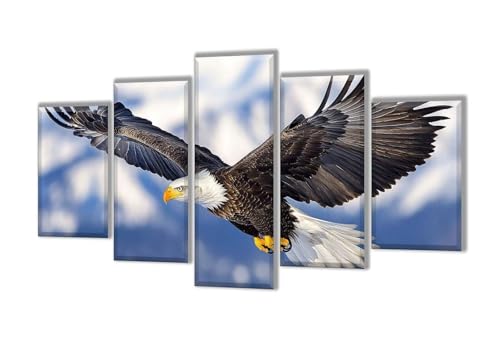 Diamond Painting 5 Teilig Tier Adler Diamond Painting Kinder, Groß Diamant Malerei Kreuzstich Basteln Erwachsene, DIY Voll Set Diamant Crystal Art Set, Home Décor Mädchen Geschenke 50x30cm q-85 von Wenpeef