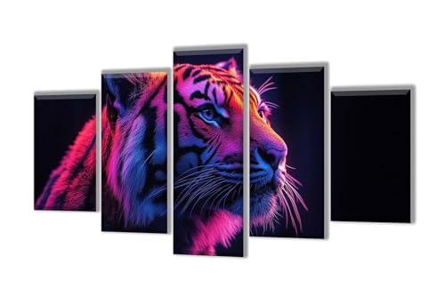 Diamond Painting 5 Teilig Tier Tiger Diamond Painting Kinder, Groß Diamant Malerei Kreuzstich Basteln Erwachsene, DIY Voll Set Diamant Crystal Art Set, Home Décor Mädchen Geschenke 50x30cm q-10 von Wenpeef