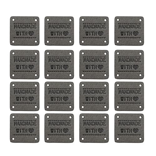 40 Stück PU Leder Label Handmade Tag Button mit Löchern Geprägte Tag Verschönerung Stricken DIY für Jeans Taschen Schuhe Hut Basteln, Stricken und Häkeln(ZL, g) von Wenplus