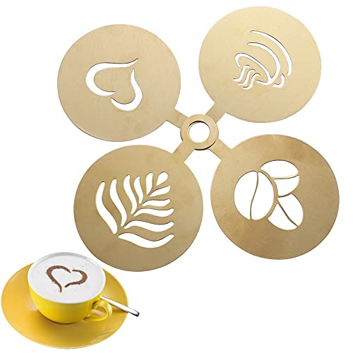 4 Stück Edelstahl Kaffee Schablone, Kaffeeschablonen Aus Edelstahl, Cappuccino Schablonen, Kaffee Cappuccino Schablonen, Kaffee Latte Art Schablonen, Zur Milchkaffee, Cappuccino, 4 Typen 4 Stück Edelstahl Kaffee Schablone, Kaffeeschablonen Aus Edelstahl, Cappuccino Schablonen, Kaffee Cappuccino Schablonen, Kaffee Latte Art Schablonen, Zur Milchkaffee, Cappuccino, 4 Typen von Wenrou