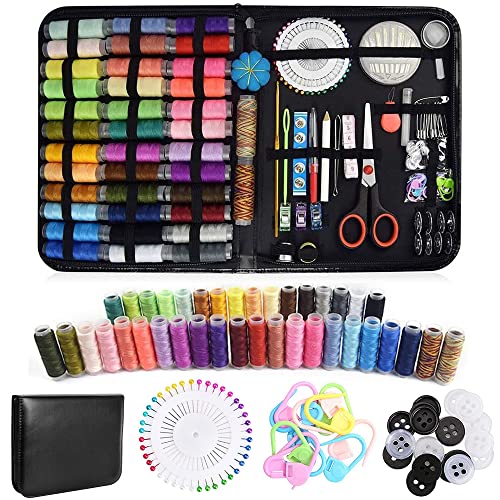 Nähset Mit 183 Teilen Nähzubehör, NäHgarn Set, Sewing Kit, Premium NäHzeug, Nähkasten, 38 Garnrollen Enthalten, Mit PU-Koffer, Komplettes Nähzeug Für Anfänger, Reisende, Verwandte Und Freunde von Wenrou