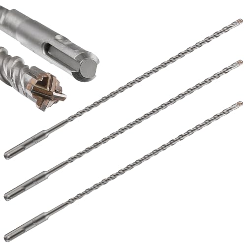 Wensilon Betonbohrer, 3 Stück, 0,6 cm x 25,4 cm - 20,3 cm, Kreuz-Doppelgewinde, Hartmetall-Material, geeignet für Beton, Ziegel, Zementwände, Stein von Wensilon