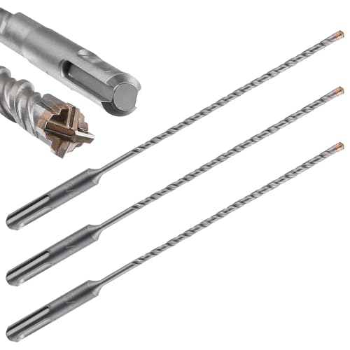 Wensilon Betonbohrer, 3 Stück, 5/32 Zoll x 10 Zoll - 8 Zoll, Kreuz-Typ, Doppelgewinde, Hartmetall, geeignet für Beton, Ziegel, Zementwände, Stein von Wensilon