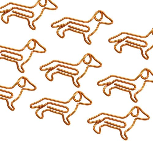 Dackel-förmige Büroklammern, Tier-Lesezeichen-Clips, niedlicher orangefarbener Dackel, Lesezeichen, Planer-Clips, Bürobedarf, Papierhalter, Ordner und Büroklammern, Clips, Klemmen und Ringe, 20 Stück von Wentoenapp