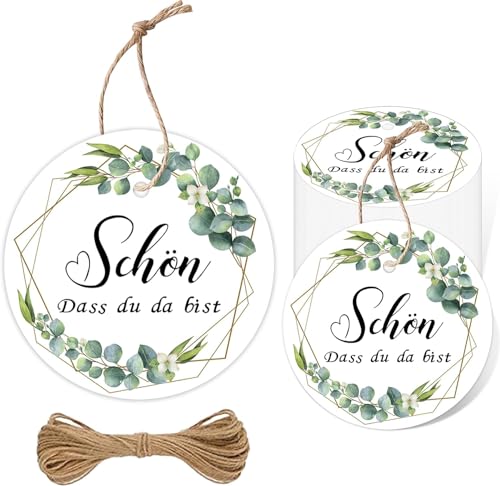 100 Stück Geschenkanhänger Eukalyptus Grün Schön Dass Du Da Bist, Anhänger Papier 5CM Runde mit Schnur Danke Etikett für Hochzeit Konfirmation Kommunion Taufe Babyparty Geburtstag Partydeko 100 Stück Geschenkanhänger Eukalyptus Grün Schön Dass Du Da Bist, Anhänger Papier 5CM Runde mit Schnur Danke Etikett für Hochzeit Konfirmation Kommunion Taufe Babyparty Geburtstag Partydeko von Wentsent